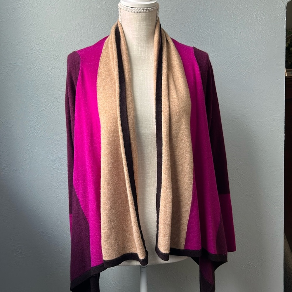 Charter Club 100% Cashmere Colorblock Open Front Shawl Cardigan